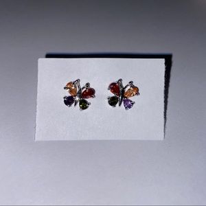 Sterling Silver 925 Butterfly Stone Studs